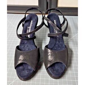 Walking Cradles Porsha Black 7.5 N (A) leather strappy Peep toe silhouette heels